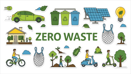Zero waste and eco-friendly lifestyle vector illustration set..eps