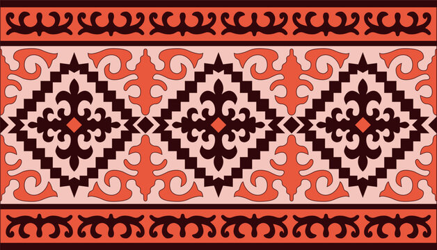 Ethnic patterns. Traditions of nomads, Kazakh steppes, Asian Mongolian Caucasus