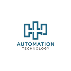 Obraz premium Modern Automation Technology Logo Design with Interconnected Elements Representing Innovation and Efficiency in a Corporate Setting