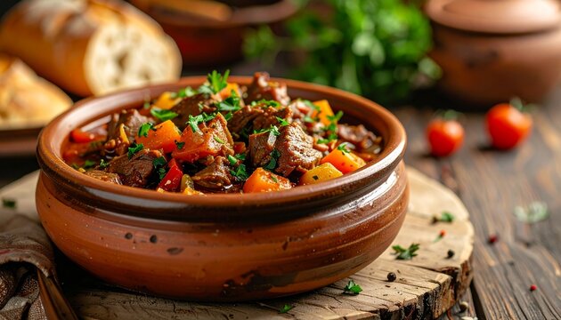 Bulgarische Kavarma im Tontopf