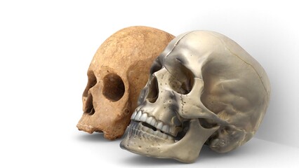 human skulls on white background