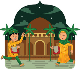 Muslim Man & Woman Going to Mosque