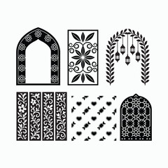 Arabic Style Ornamental Frames and Floral Design Collection