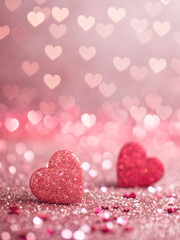 Fototapeta premium A vibrant red and pink hearts background features a romantic vector pattern of love symbols and festive decorations for a Valentine's Day greeting card design or wedding celebration illustration