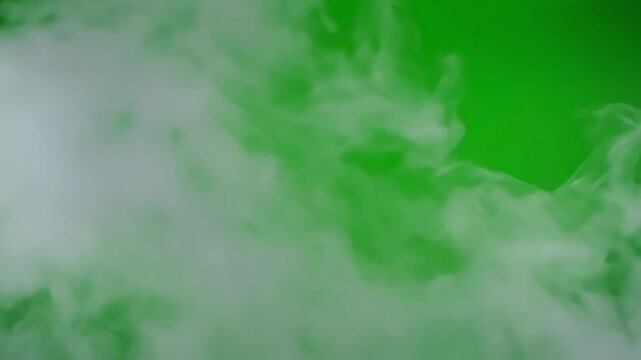 Green Screen billowing mist subtle animated fog against horizontal background perfect for showcasing objects scene 2 with distortion, overlay, glitch, static noise, scan lines on black background, 4k