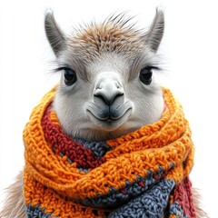 Obraz premium A delightful llama is showcasing a vibrant scarf, spreading warmth and cheer