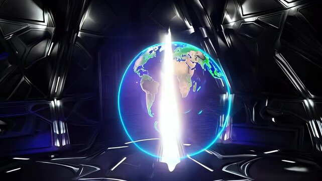 Earth Globe in Space with Futuristic Background