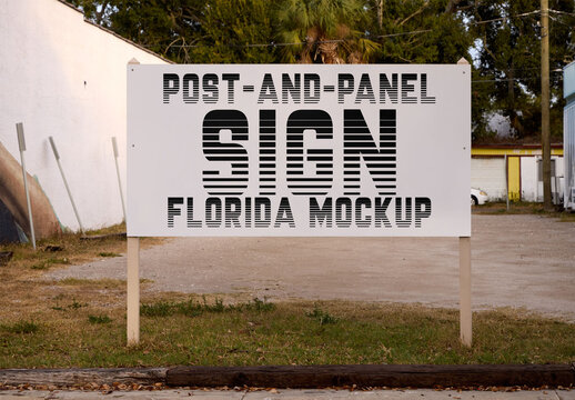 Mockup of Real photo from post and panel Signboard in St. Petersburg, Pinellas County, Florida, United States