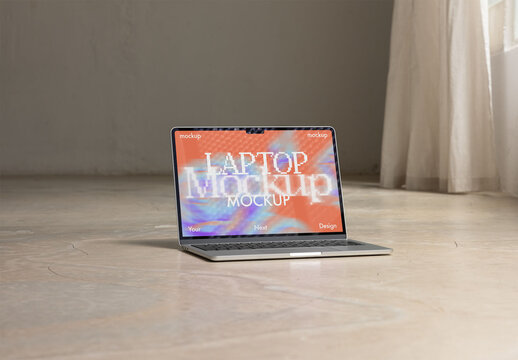 Mockup from real photo of Laptop on Floor