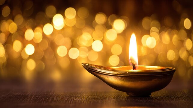 Illuminated Diya lamp in darkness, evoking sacred ritual, celebration, and cultural heritage. event programs, museum guides.