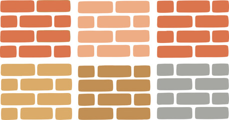 Stylized brick wall pattern in terracotta peach tan and grey background texture