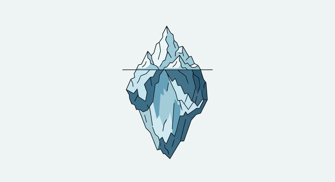 Conceptual illustration of an iceberg with a visible tip and its hidden depths below