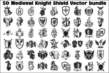 Obraz premium Medieval Knight Shield Vector Bundle