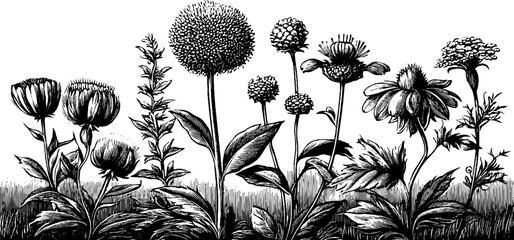 Obraz premium Vintage botanical banner with ornamental edge trimming for design projects