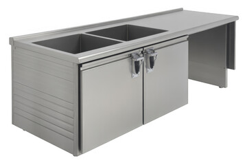 Stainless Steel Double Sink Unit stainless steel sink isolated on a transparent background