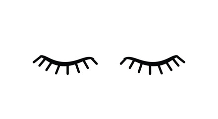 Obraz premium Minimalist black drawing of closed eyes with delicate eyelashes symbolizing sleep or relaxation