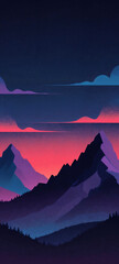 Stylized Gradient Mountain Landscape