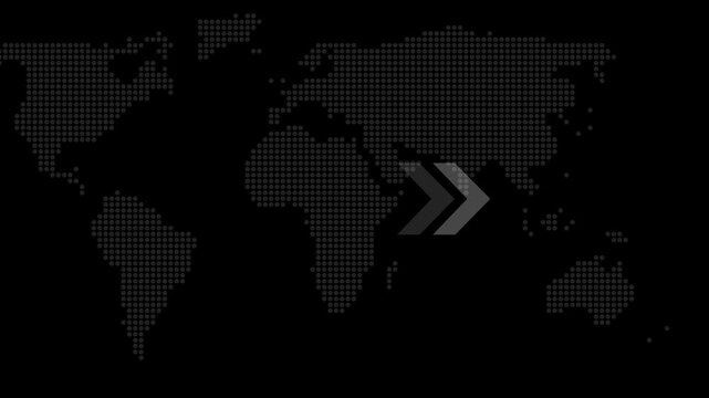 Global direction flow over world map with moving arrows highlighting international navigation, worldwide movement, global connectivity, travel routes, logistics paths, cross border communication