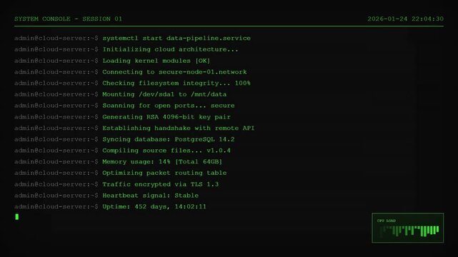 Modern web design template featuring binary code elements with a clean website layout, navigation menu, icons, and interface components for business and internet use