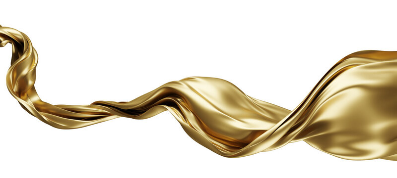 Luxury gold fabric on transparent background with copy space 3D render