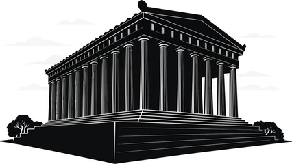 Obraz premium Elegant ancient temple with columns on steps