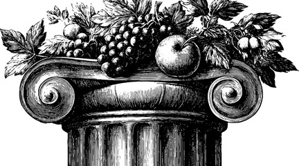 Naklejka premium Classical decorative capital fragment with vintage botanical design for art and decor