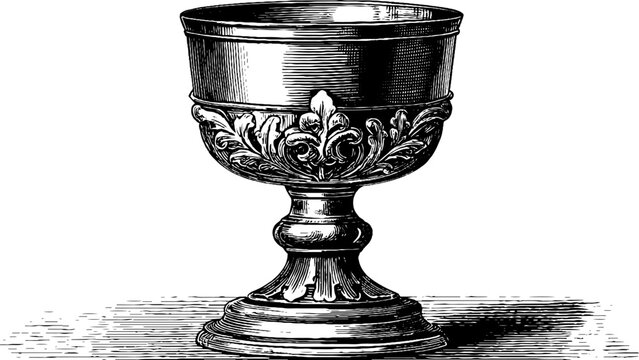 Classical decorative goblet with vintage botanical design &ndash; 19th century engraving for art and design