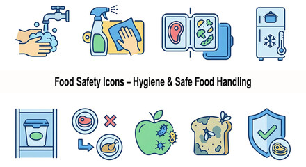 Naklejka premium Food Safety Icons – Hygiene & Safe Food Handling