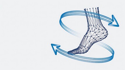 Obraz premium Human foot and ankle anatomy rotation biomechanics concept 