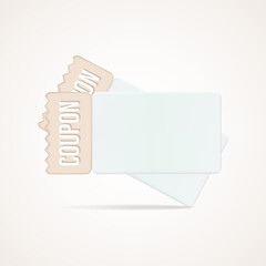 Minimalistic 3d coupons. A template for the layout of a gift voucher for an advertising poster. 3d coupon