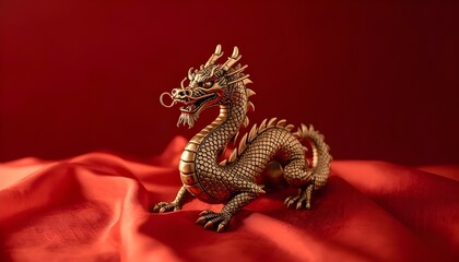 Obraz premium Chinese New Year Golden Dragon Sculpture Still Life