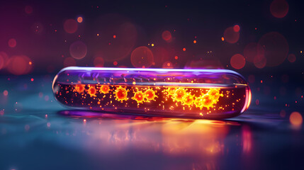 Glowing Virus Culture Inside Test Tube &ndash; Advanced Biotechnology Research