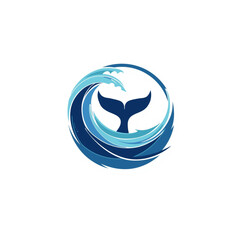 Naklejka premium Vibrant blue wave with whale tail symbolizing ocean conservation and sustainability