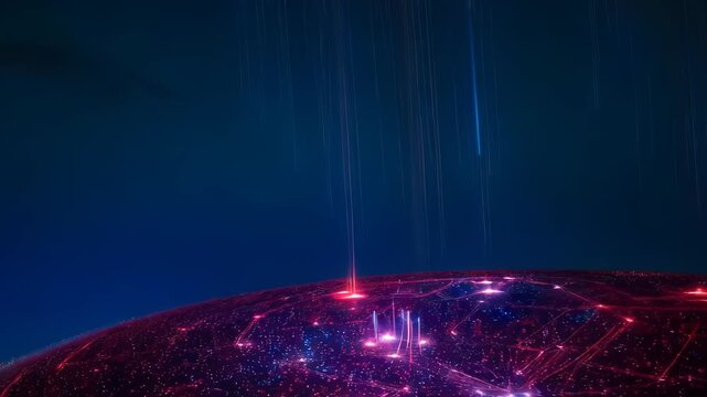 Futuristic Earth with Digital Network and Adobe Stock Logo