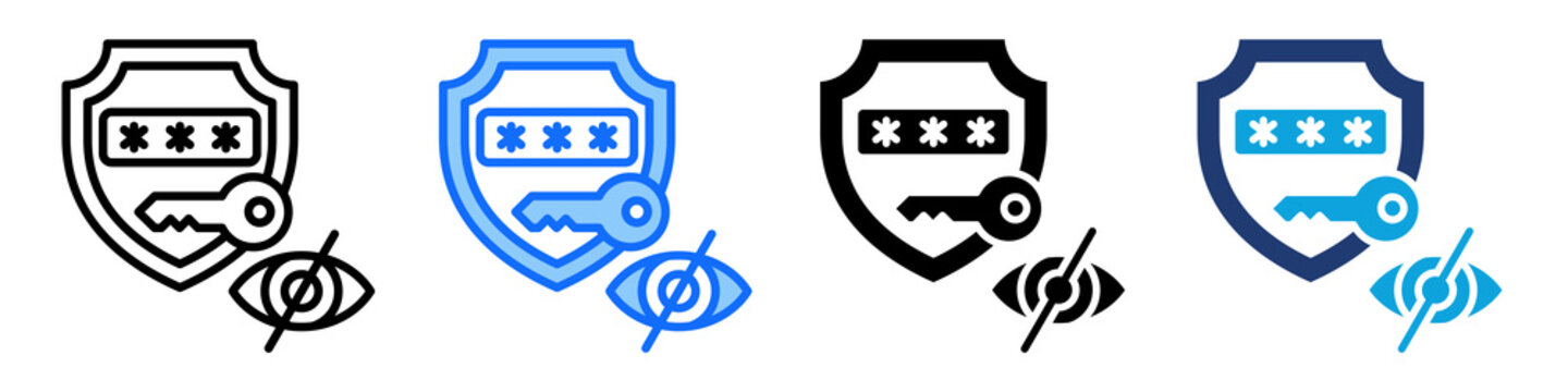 Private Key Icon Set Multi Style Vector Illustration