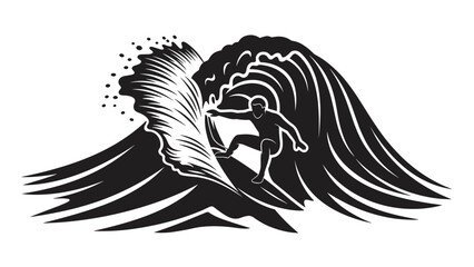 Dynamic Surfer Riding Powerful Ocean Wave Vector Graphic © solihul