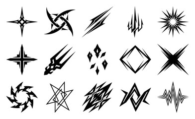 Obraz premium Abstract Cyberpunk Tribal Sharp Edge Graphic Element Kit for Futuristic Interface Design