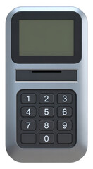 Obraz premium Silver cellphone with keypad isolated on a transparent background