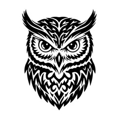 Obraz premium Intricate Tribal Patterned Owl Illustration Bird of Prey Graphic Design