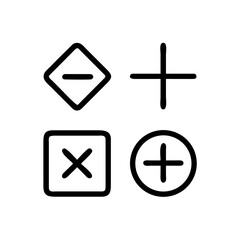 Obraz premium Essential Math Symbols: A set of simple yet fundamental mathematical symbols, each with a distinct shape and meaning, standing ready for a variety of mathematical concepts.