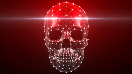 Red digital skull cybersecurity threat concept
