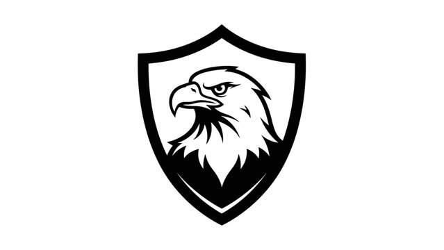 Eagle Head Profile in Shield Emblem Logo Design