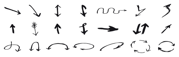 Elegant  arrows set for business plan, presentation and education. Sign, Symbol, Hand drawn arrow collection vector illustration.