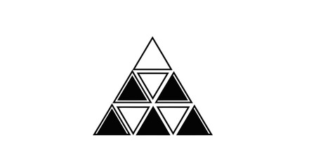 Abstract geometric design featuring black and white triangles arranged in a pyramid shape.