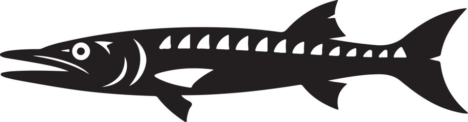Fototapeta premium Barracuda Silhouette - Simple Icon of a Saltwater Fish