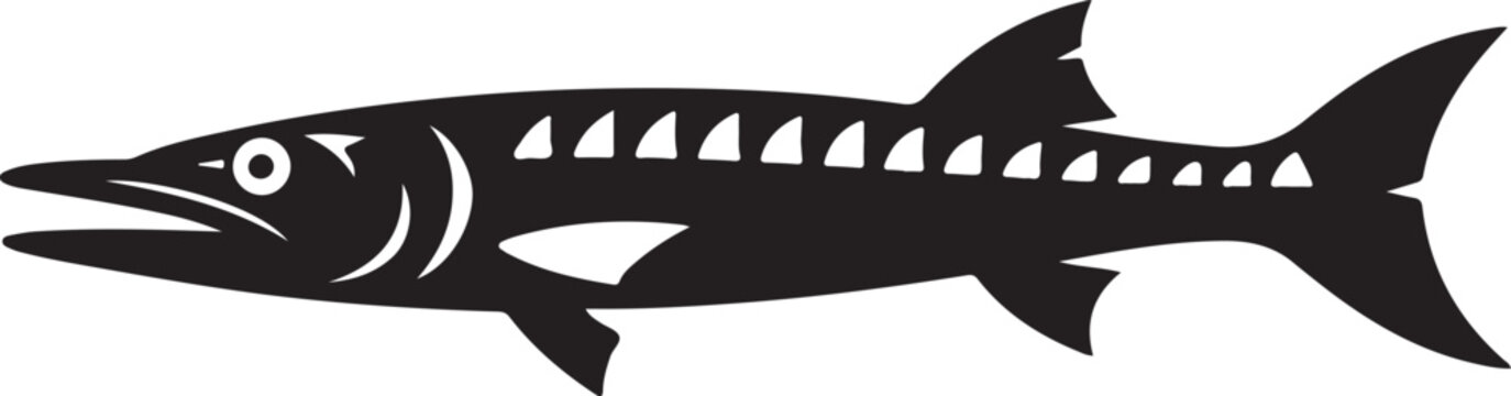 Barracuda Silhouette - Simple Icon of a Saltwater Fish