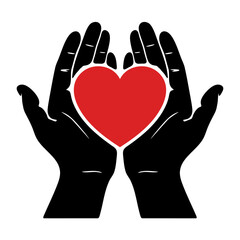 Obraz premium Creative Decorative Hands with Heart Graphic for Kindness Themes Minimalist Community Care Advertising Campaigns Stylish Professional Digital Vector Art Illustration for Modern Philanthropy Decor