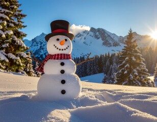 Snowman in a winter landscape