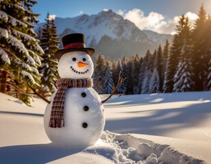 Snowman in a winter landscape