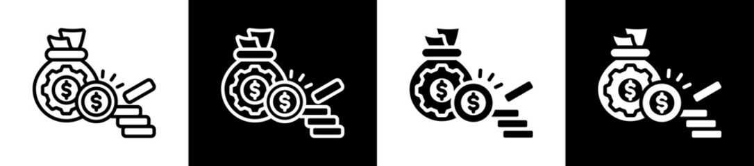 Fototapeta premium Wealth Management Icon Set In Black And White Filled Style Collection